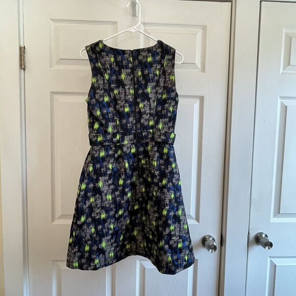 Heroines London Size 12 Dress Abstract Paint Pattern Lime Green Black NWOT $328 - Picture 4 of 9
